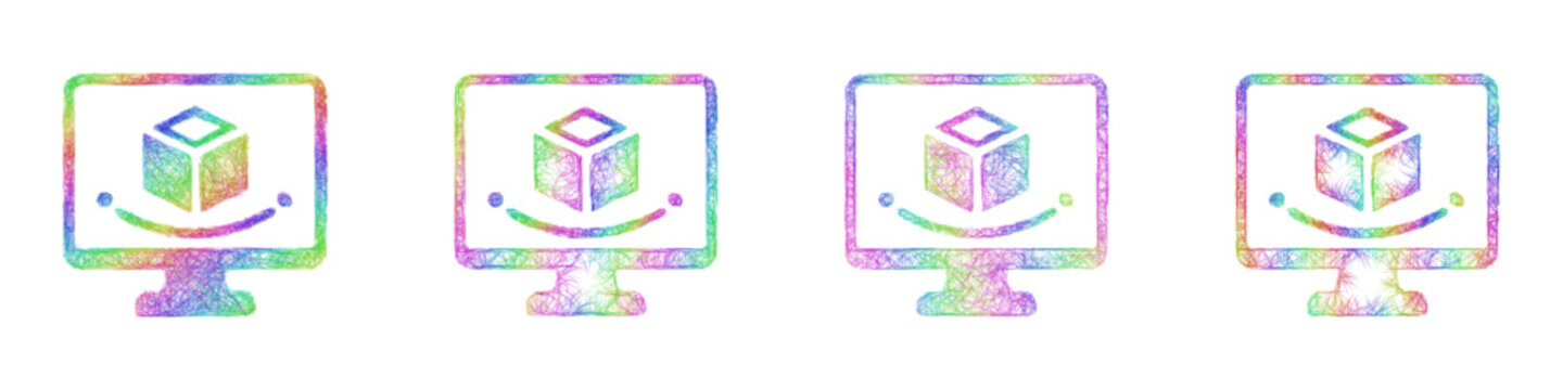 Multicolored sketch simulation icon design set
