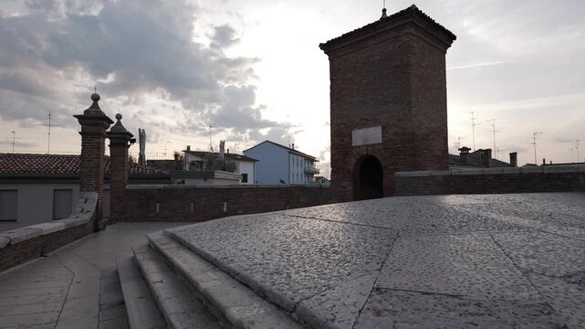 Comacchio, Ferrara, Emilia Romagna, Italy - April 29, 2026 - Views of the lagoon city's historic center