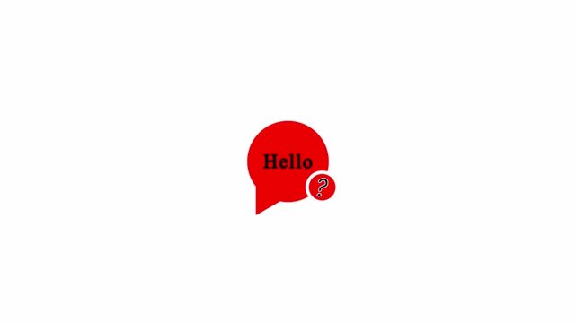 Animated Hello chat box icon on white screen background perfect for greetings.