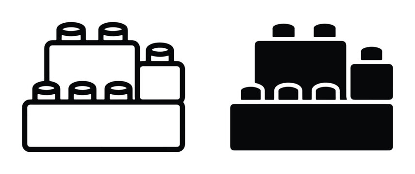 vector lego block silhouettes on white background