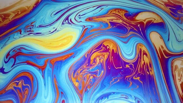 Colorful soap bubble floating gracefully, showcasing its stunning, ever-changing hues in this mesmerizing close-up slow motion video. A delicate dance of light and color captured in every curves.