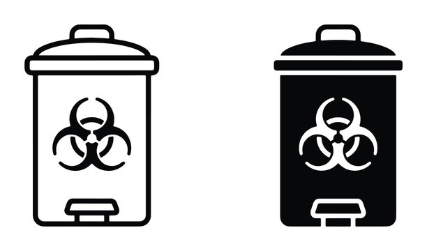 vector set of biohazard warning signs on garbage bins