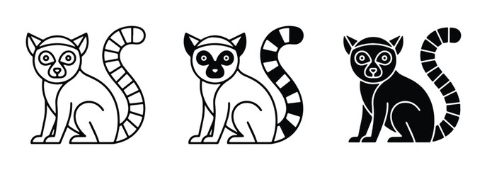 lemur silhouettes in black and white vector style © Promi