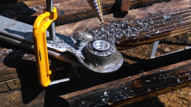 drilling bearing seats with a step drill for aluminum custom weights