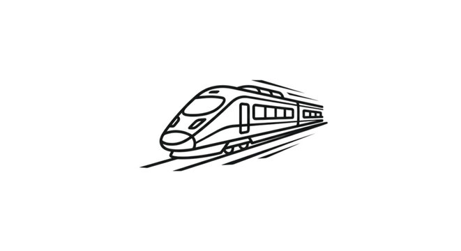 High speed modern aerodynamic passenger train vector image traveling on rails for efficient intercity transportation and sustainable rapid public transit systems travel concept