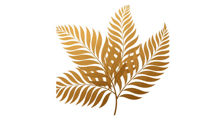 Golden fern leaf vector illustration, elegant metallic tropical foliage branch, luxury gold botanical plant element for wedding invitations and branding © FATEMA