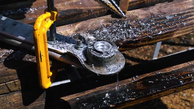 drilling bearing seats with a step drill for aluminum custom weights