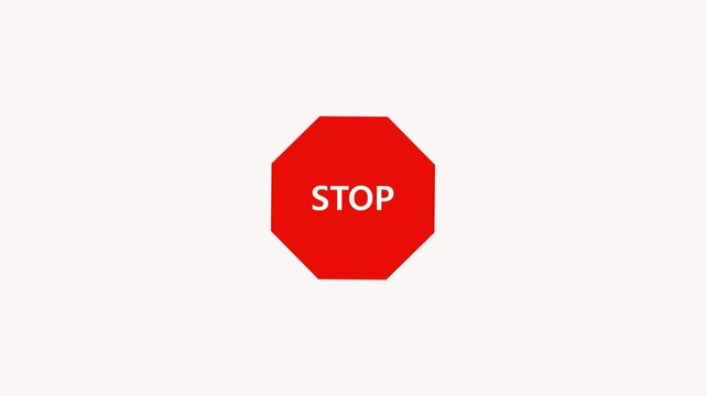 Red octagonal stop sign on plain background. Standard traffic stop sign icon. Bold red stop sign for road safety and prohibited action symbol illustrations.