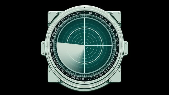 Ship Radar with Threat Lighting on Metallic Interface. High-Tech Naval Radar Screen with Warning Lights on Black Background