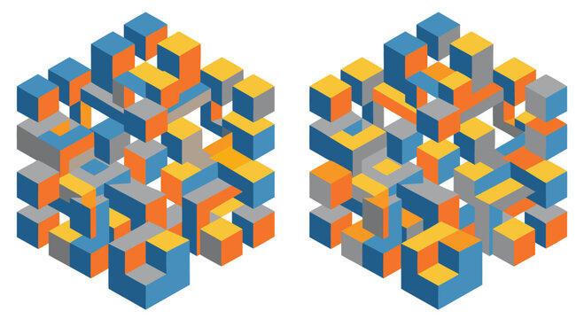 Optical illusion cubes 3D cube repeat isometric pattern