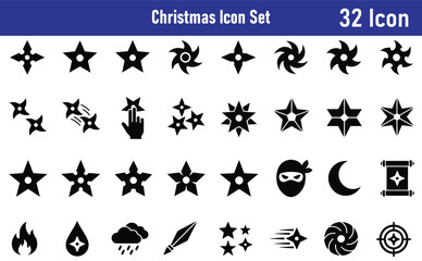 Fototapeta premium Diverse white background christmas icons set stars symbols and festive elements for holiday designs