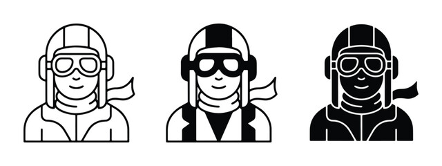 aviators in flight gear silhouettes vector illustration © Mamunur