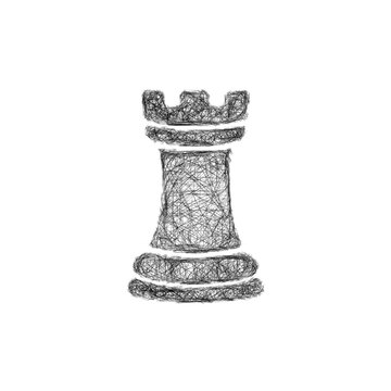 Sketch chess rook icon design