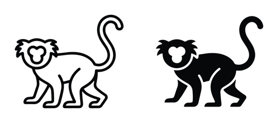 black and white vector monkey silhouettes on white background © Foysal