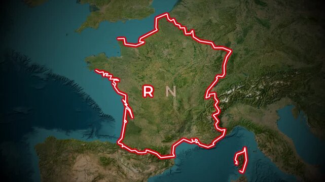 France map animation, Europe country highlight, glowing France border, geographic map motion, travel map visualization, modern France outline effect, cinematic geography animation, country border