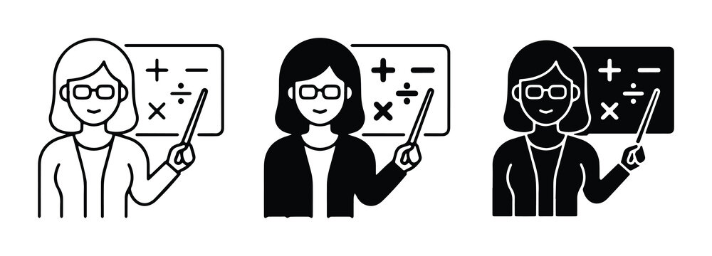 math teacher female silhouettes in vector format