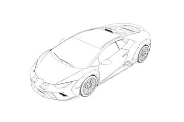 Fototapeta premium car outline drawing, sketch, contour image 