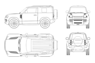 Fototapeta premium car outline drawing, sketch, contour image 