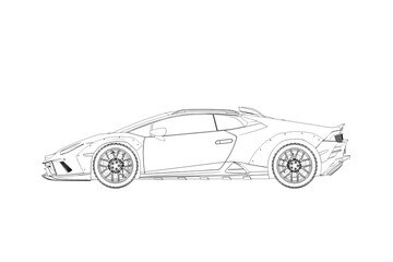 Fototapeta premium car outline drawing, sketch, contour image 