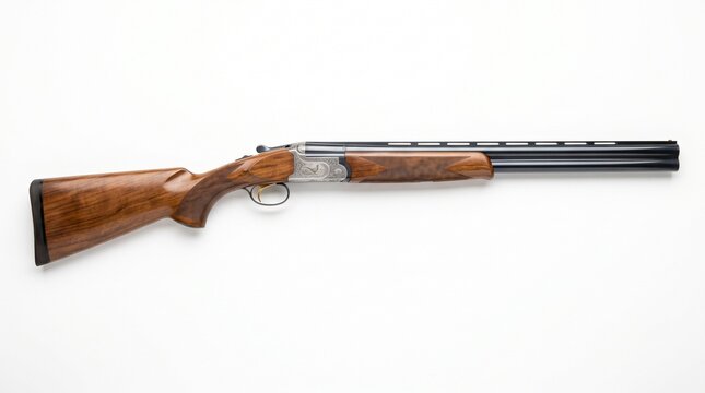 Classic Double Barrel Shotgun Isolated on White Background