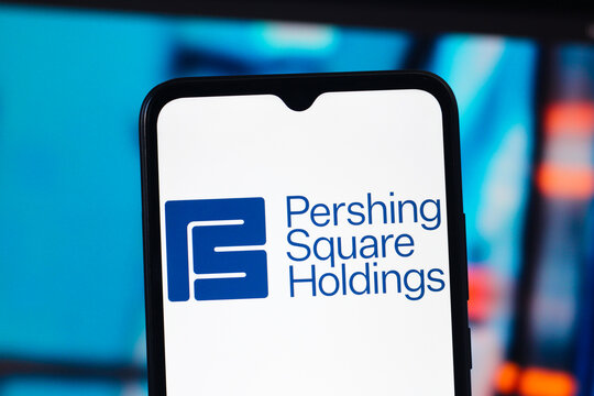 In this photo illustration, the Pershing Square Holdings logo is seen displayed on a smartphone screen.