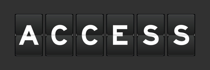 Black color analog flip board with word access on gray background © bankrx