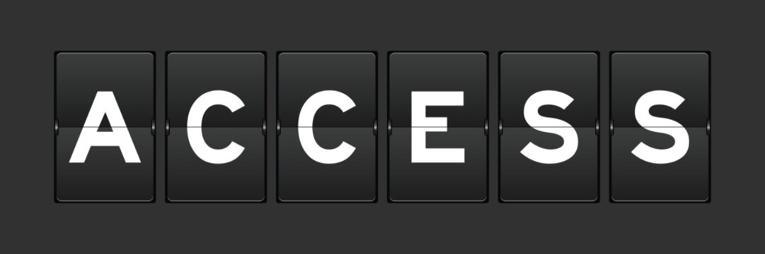 Black color analog flip board with word access on gray background