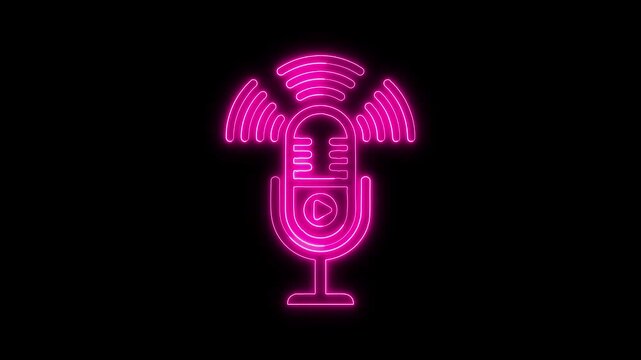 Microphone icon on the wall background. 3d illustration. Vector Illustration of Microphone icon in black color
