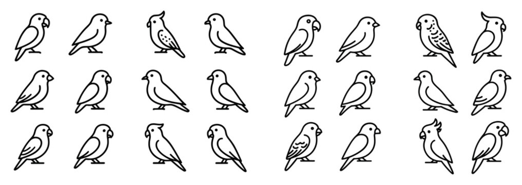 Wildlife icons with bird sparrow parrot outline