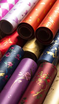 Colorful Wrapping Paper Rolls.