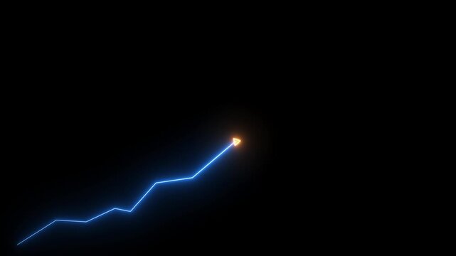 White Curved Upward Arrow on Black Background &ndash; Growth Trend, Business Success, Financial Increase, Rising Graph, Progress and Development Concept