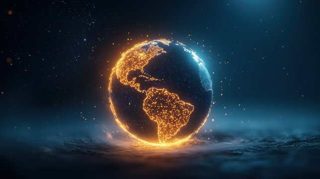 earth futuristic Earth transformed into a digital network, interconnected nodes and glowing lines, symbolizing the future of communication