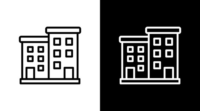 Apartment Block White Icon Set Design