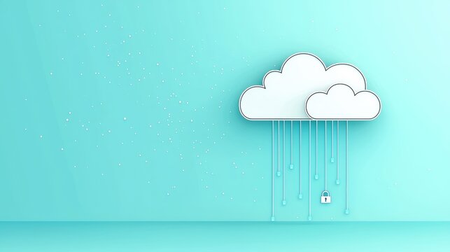 Cloud Networking icon Cloud icon with network connections, data streams, and security lock, blue background, symbolizes cloud networking security