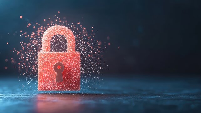 Cloud Networking Cloud Security Encryption Privacy Data stream encrypted with padlock and key, cloud icon in background, secure data transfer in cloud