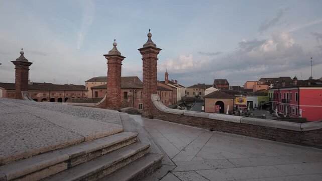 Comacchio, Ferrara, Emilia Romagna, Italy - April 29, 2026 - Views of the lagoon city's historic center