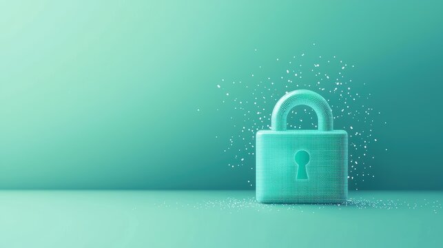 protection virus malware padlock icon Padlock icon with a checkmark, green background with binary code, signifying successful virus protection