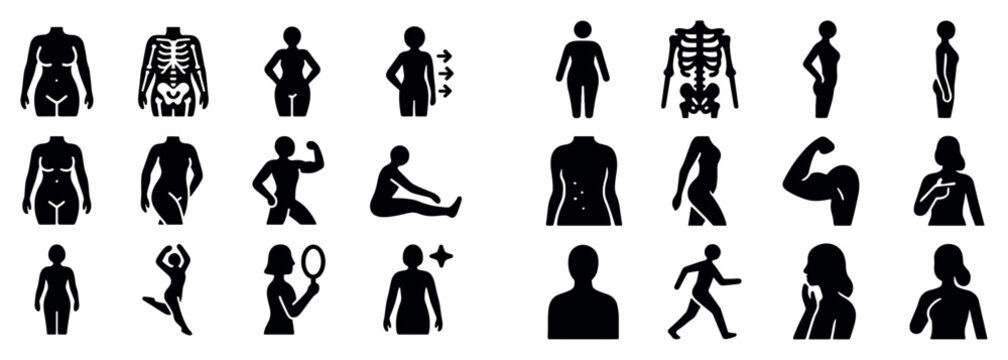 Health icons with torso skeleton person silhouette