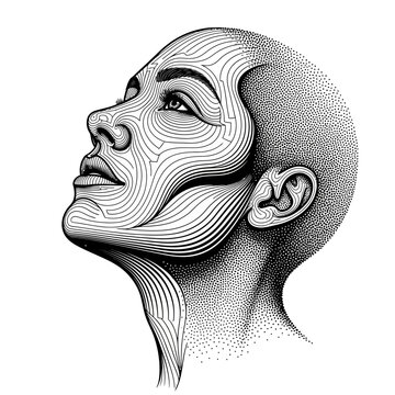 Abstract portrait of a person with line art and dot work