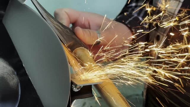 Craftsman Sharpening Tool with Sparks Flying