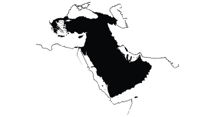 Black and white outline of the middle east and north africa region © MDRASEL