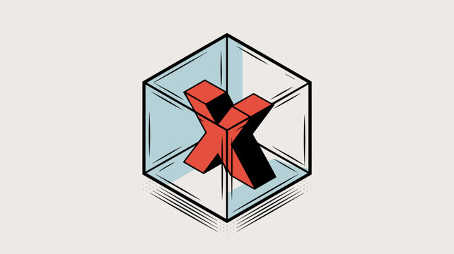 Minimalist 3D error icon in glass case &ndash; Suitable for app design, warning messages, or software development kits.