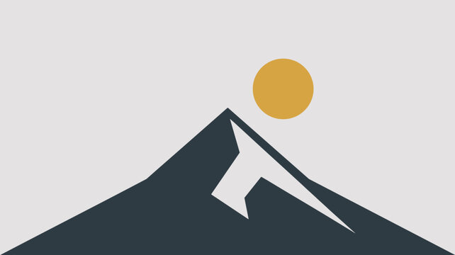 Minimalist mountain peak with golden sun &ndash; Great for outdoor branding, travel logos, or environmental themes.