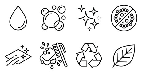 Cleaning concepts and symbols for hygiene water bubbles sparkle and eco friendly with anti virus and recycle icons. © GoDesigner