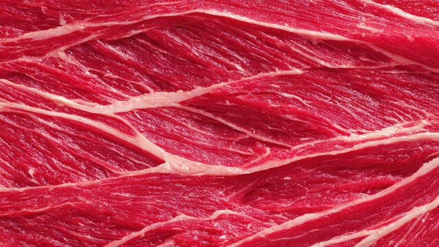 Fresh Red Meat Slices with Marbling on White Background for Culinary and Food Industry