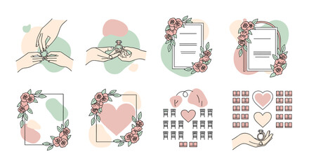 A soft and romantic floral border illustration perfect for wedding invitations, greeting cards, or feminine branding designs. © ibrahim
