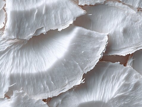 Fresh Coconut Flesh Texture, Realistic Tropical Summer White Still Life
