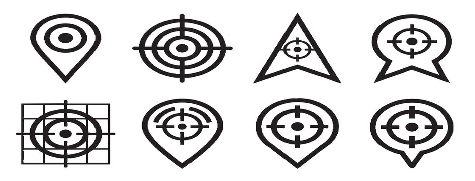 A set of 034 icons features various targets and location markers in black.