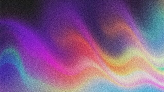 Grainy gradient background with vibrant wavy light leaks, abstract lo-fi texture, colorful blurred aura for retro aesthetic designs