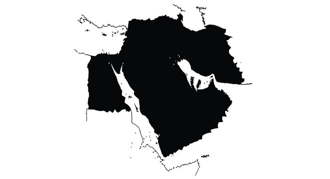 Abstract representation of the middle east and north africa region in black and white